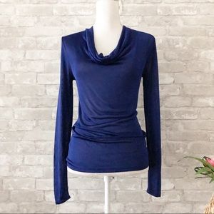 TED BAKER LONDON Daphine Long Sleeve Cowl Neck Blouse in Blue Size 0
